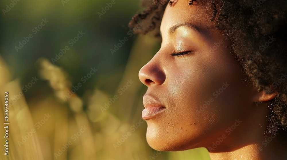 Poster a person practicing deep breathing techniques emphasizing the connection between the mind and body f