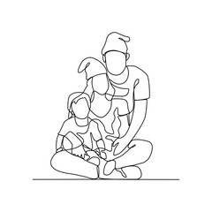 One continuous line drawing of parents playing with their children vector illustration. Family activities bring joy, strengthen bonds, and create cherished design in simple linear continuous vector.