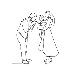 One continuous line drawing of parents playing with their children vector illustration. Family activities bring joy, strengthen bonds, and create cherished design in simple linear continuous vector.