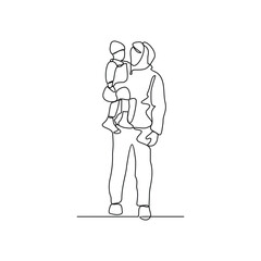One continuous line drawing of parents playing with their children vector illustration. Family activities bring joy, strengthen bonds, and create cherished design in simple linear continuous vector.