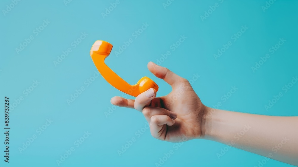 Poster a hand reaching out to the image of a phone with the hotline number illustrating accessibility and e