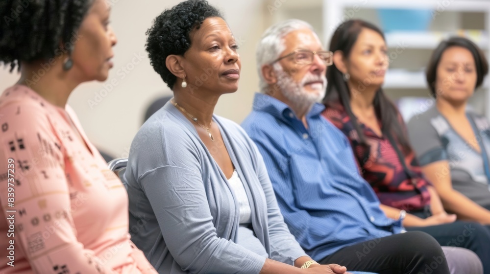 Poster a group of diverse individuals participating in a memory training exercise as part of their cognitiv