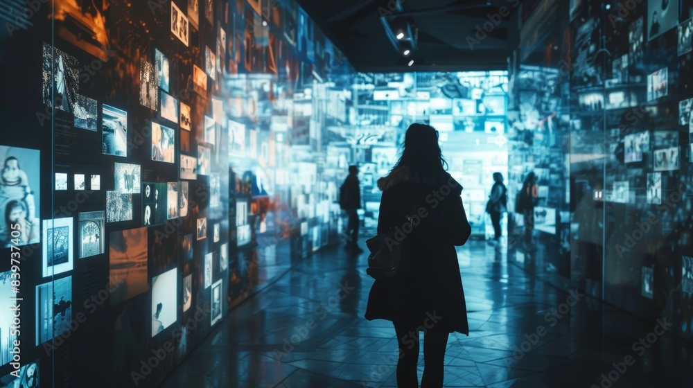 Aufkleber a digital memory wall with constantly changing images and messages highlighting the everevolving nat
