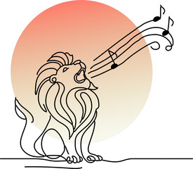 A lion, sound, notes
