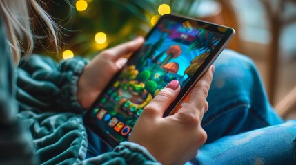 An image of someone playing a virtual memory game on a tablet while on the go making use of downtime to engage in mental stimulation