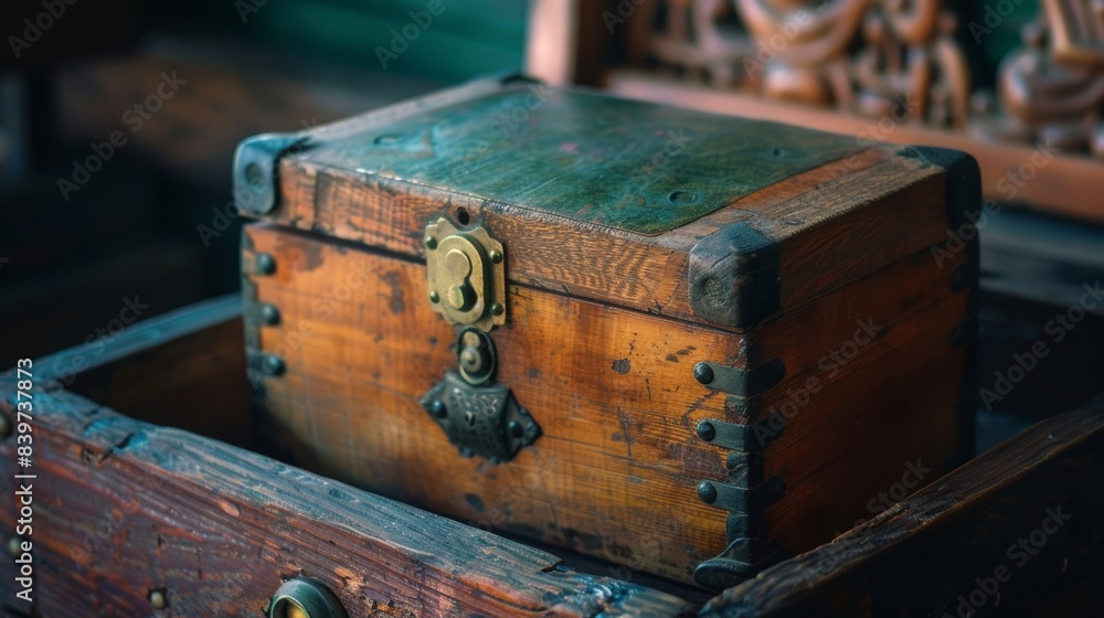 Aufkleber a photo of a memory box with a lock on it symbolizing the protection and privacy of ones personal me