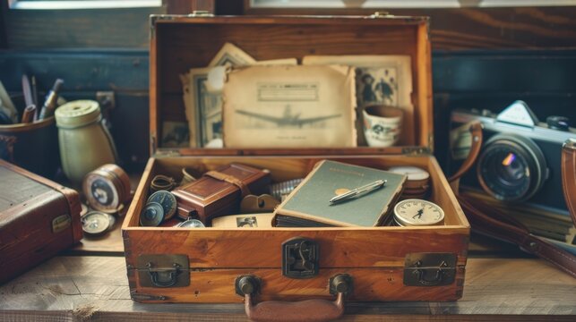 A memory box filled with items reflecting a persons hobbies and interests celebrating their unique personality