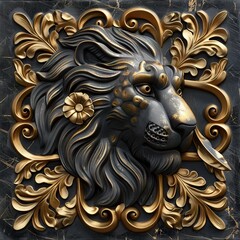 Mural 3d effect dark color, wallpaper, wall art. AI generated illustration