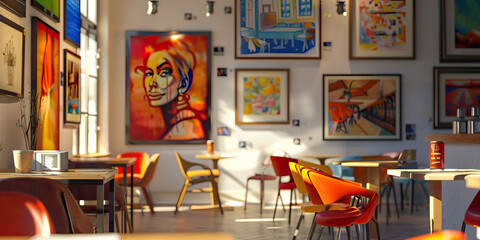 Artsy Cafe Gallery: A cafe that doubles as an art gallery, with local artwork displayed on the walls and a creative, bohemian atmosphere. 
