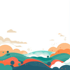 Fototapeta premium Abstract Landscape with Hills and Trees with Copy Space