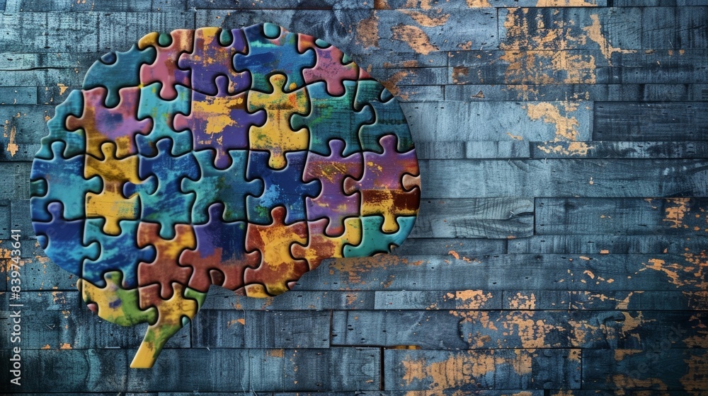 Poster an artistic depiction of a brain with a few puzzle pieces missing representing the potential for hop