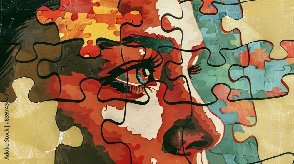 Poster an illustration of a person trying to force a puzzle piece into the wrong space representing the con
