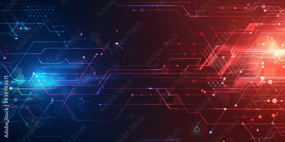 Poster Abstract Digital Technology Background With Interconnected Lines and Glowing Lights