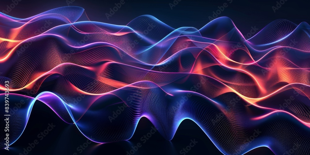 Aufkleber abstract digital glow lines pattern in vivid colors