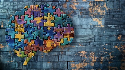 An artistic depiction of a brain with a few puzzle pieces missing representing the potential for hope and improvement through treatment and therapy