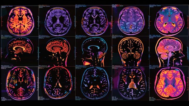 A series of CT scans highlighting atrophy in different regions of the brain