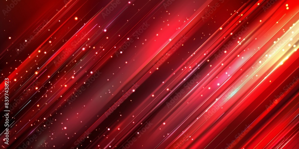 Poster abstract diagonal geometric shape background in red with glittering lights