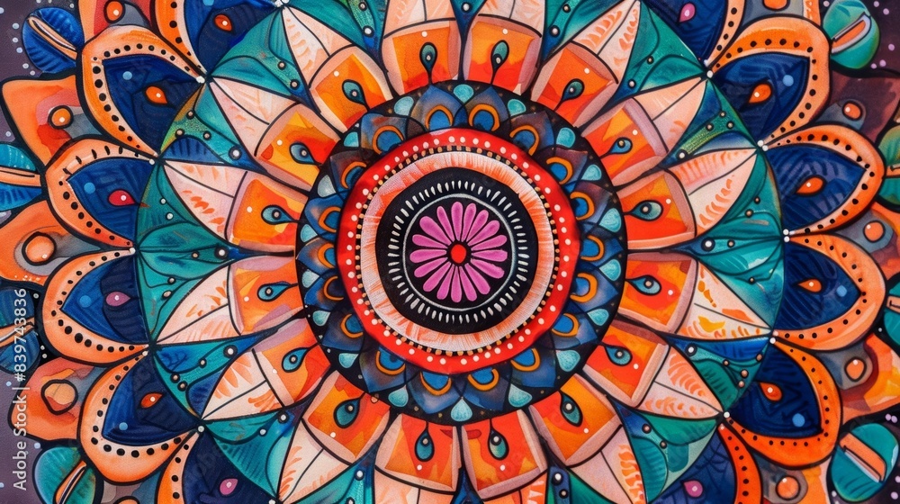 Poster a series of handdrawn mandalas each unique in its geometric patterns and colors created by individua