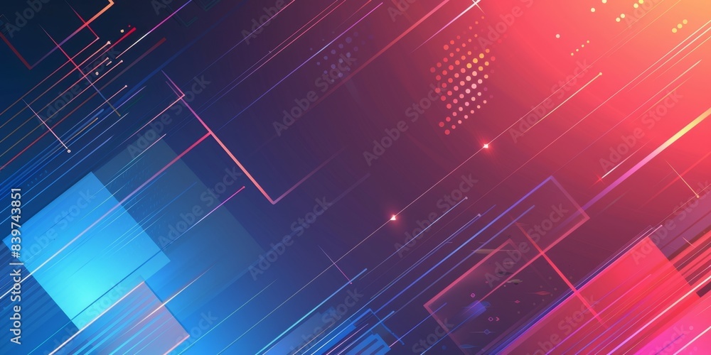 Poster Abstract Background With Blue And Red Lines And Shapes