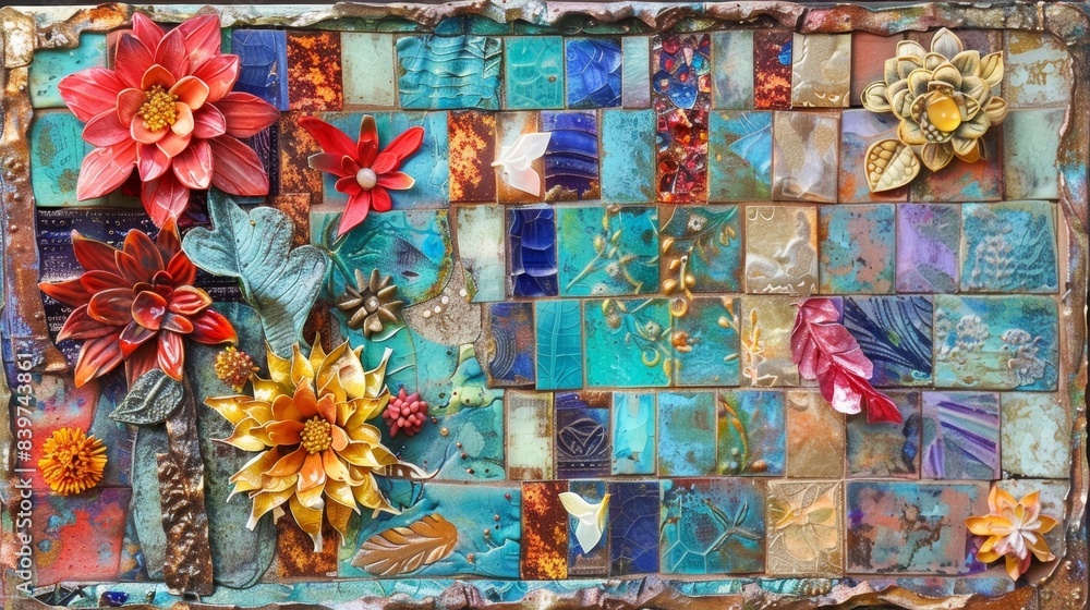 Poster a memory board with a vibrant mosaic of different textures and colors