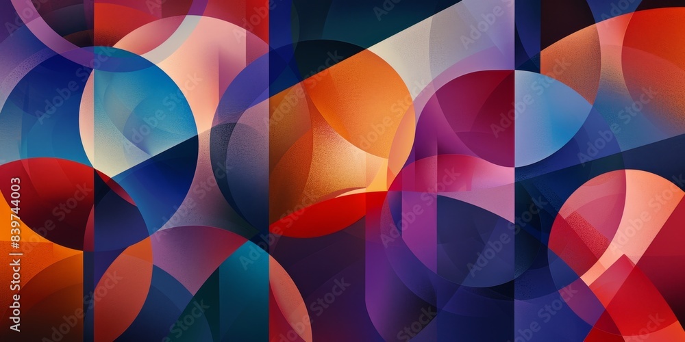 Poster Abstract Geometric Composition With Overlapping Circles in Vibrant Colors