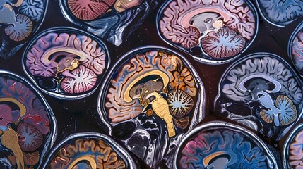 Fototapeta premium An image of a brain scan displaying different regions of the brain and highlighting the importance of each for overall brain health