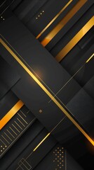 Obraz premium Abstract black and gold background. Minimalist style cover template with vibrant perspective 3d geometric shapes collection. Ideal design for social media, cover, banner, flyer.