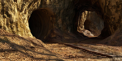 Underground railroad a historically accurate tunnel empty and dark.