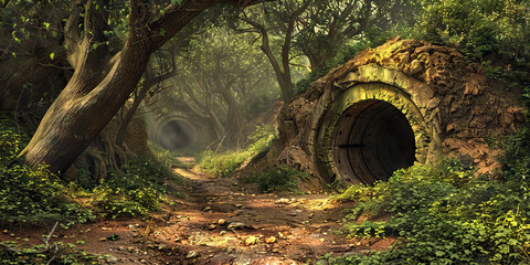 Underground railroad a historically accurate tunnel empty and dark.