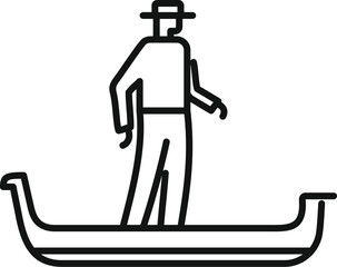 Gondolier is balancing on his gondola, waiting for his next passengers