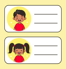 Children tags for print design. Isolated vector.