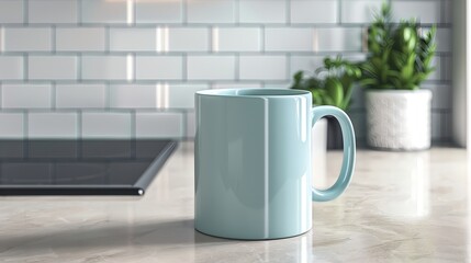 Obraz premium Ceramic Coffee Mug on Kitchen Counter Display