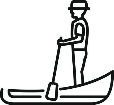 recommend clip art: Gondolier standing and propelling a gondola through the water with a single oar