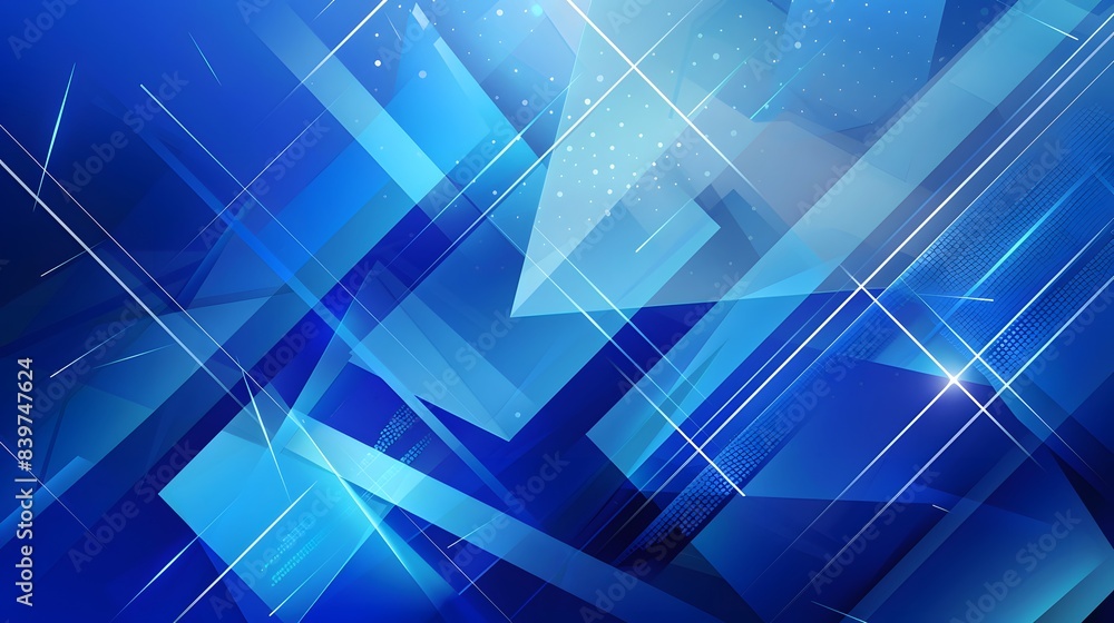 Canvas Prints modern abstract blue background with geometric shapes and dynamic lines, ideal for business presenta