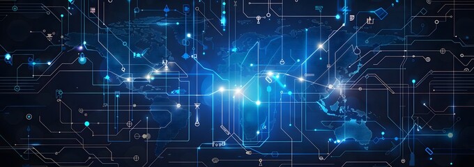 Various Geometric shapes and subtle textures on abstract blue background suitable for creative, business, tech-oriented visuals