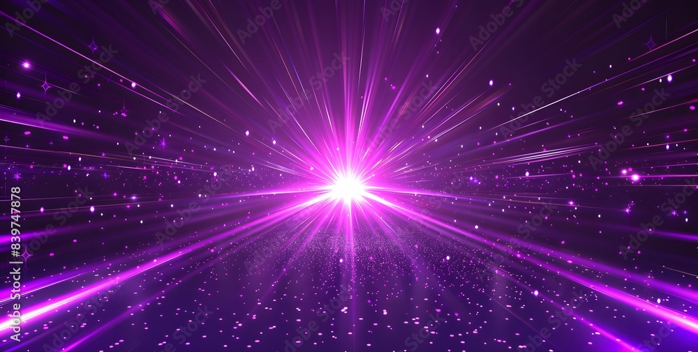 Canvas Prints dynamic purple light burst with sparkling particles and rays, high-energy visual impact, ideal for t