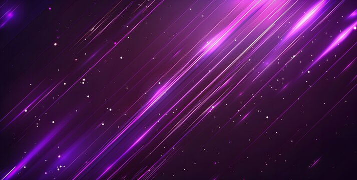 Vibrant Purple Light Streaks on Dark Background, Dynamic Light Trails and Sparkling Particles