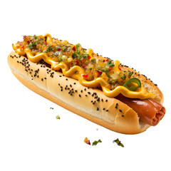 hot dog with mustard and ketchup