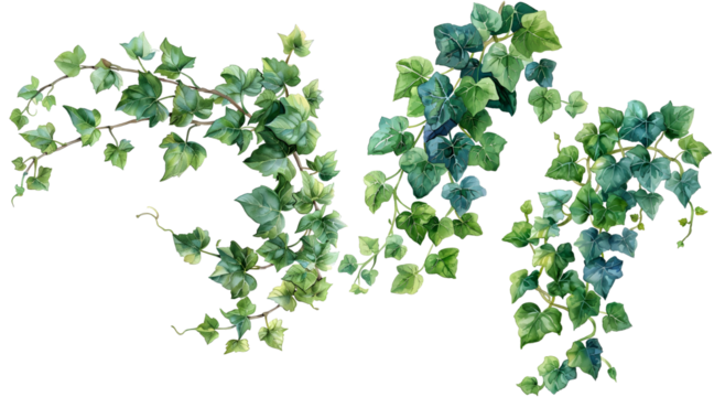 vine plant, single branch, watercolor clipart