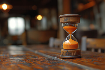 Hourglass on Wooden Table