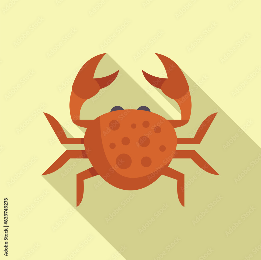 Sticker illustration of a large red crab with its claws raised, looking ready to fight