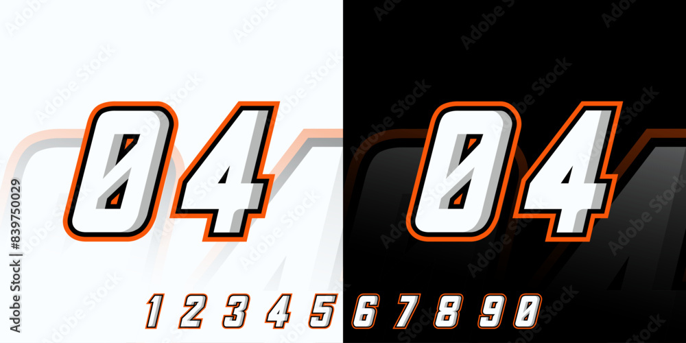 Sticker automotive racing effect number 04, sports design, workshop, race jersey