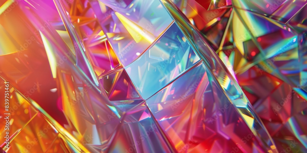 Poster abstract prism landscape with vivid colors and shimmering reflections