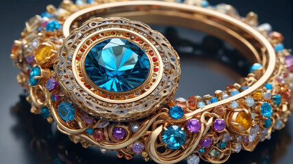 Obraz premium Artistic Creations: Unique Handmade Jewelry Featuring Mixed Metals and Semi-Precious Stones, Each Piece a Work of Art, Generative AI