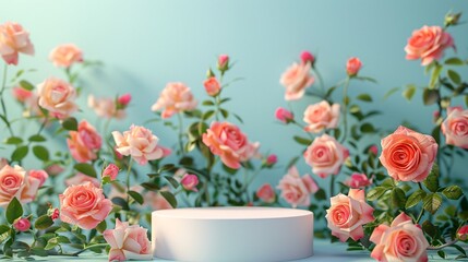 Obraz premium display podium on floral background