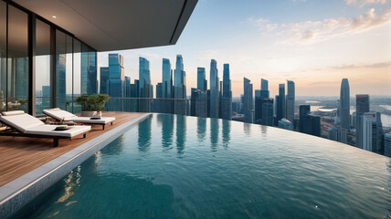 Singapore Marina Bay Suite: Luxurious Apartment with Stunning Skyline Views, Infinity Pool, and Smart Home Features, Generative AI