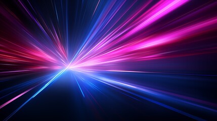 Abstract Light stroboscopic Burst of Neon Colors with Radiant Rays in Blue and Pink.