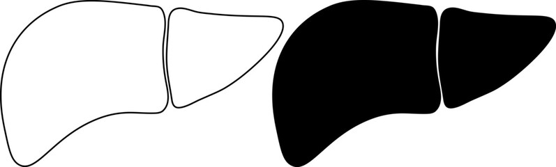 outline silhouette human liver icon set