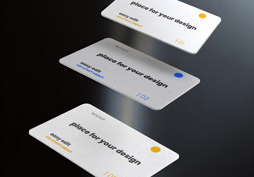 Three plastic identity cards floating mockup 02 Generative Ai
