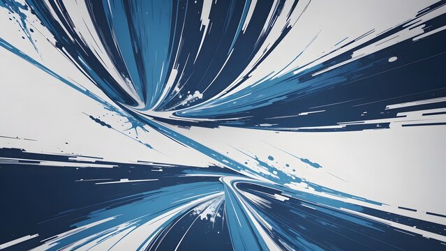 Fototapeta 白い背景に青の流れが上下に走る抽象的な背景イラスト